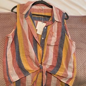 Beach lunch lounge stripped sleeveless blouse